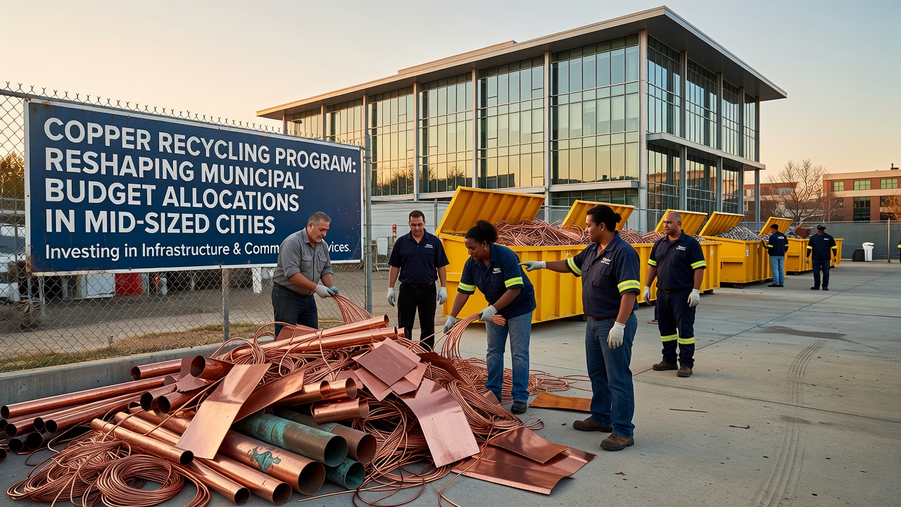 Municipal budget meeting discussing allocation of recycling revenue in a mid-sized city hall